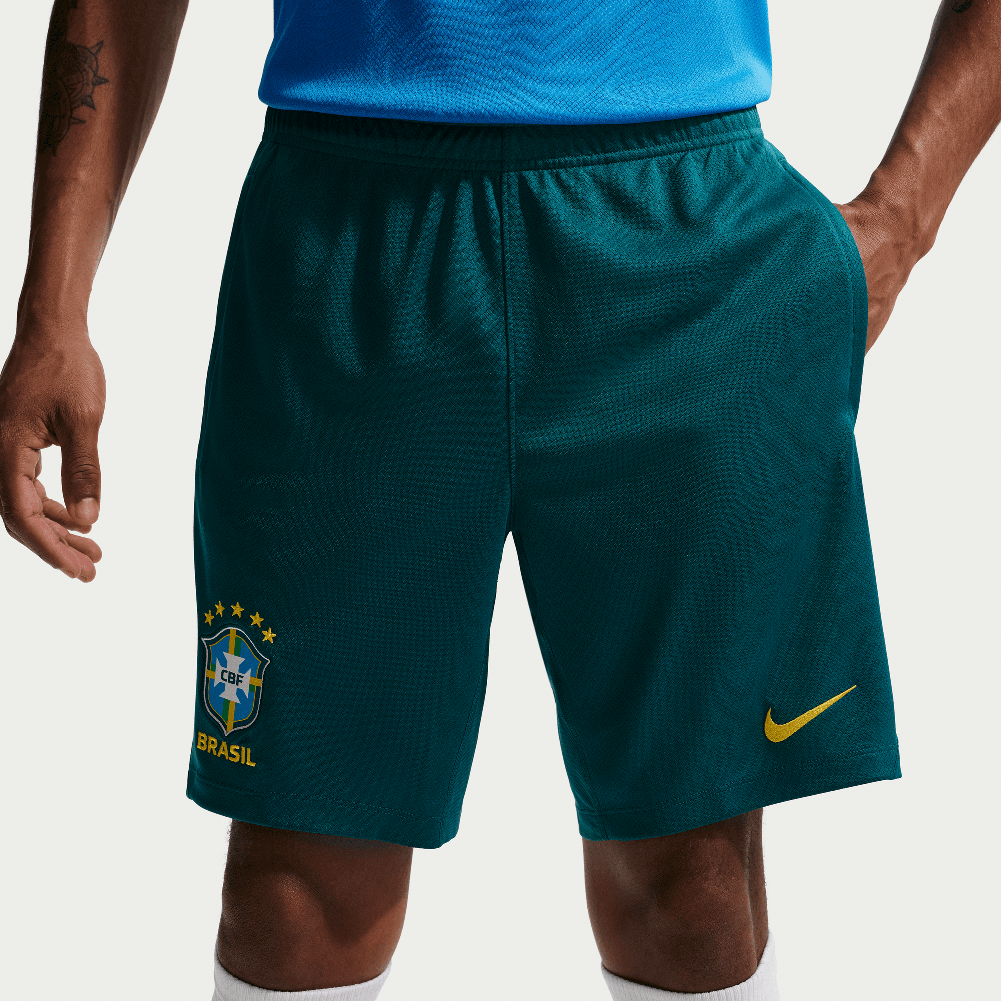 Brazil Strike Shorts de fútbol de tejido knit nike dri-fit para hombre