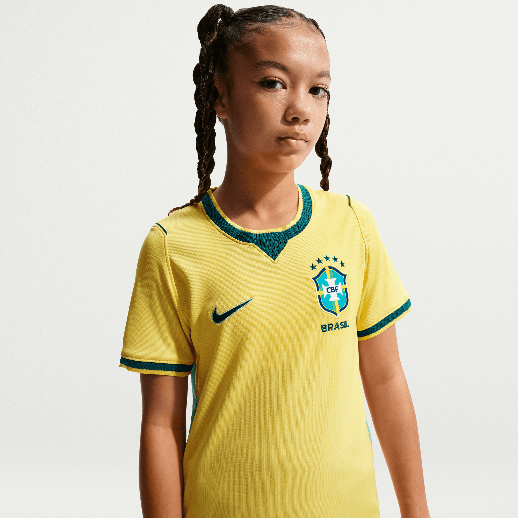 Brasil local 2026 Stadium Camiseta de niño Nike Dri-FIT Soccer