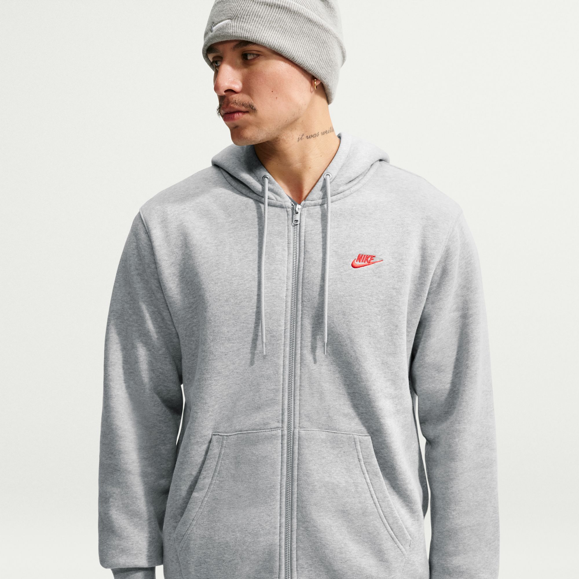 Nike Club Polerón con capucha de tejido Fleece de cierre completo para hombre