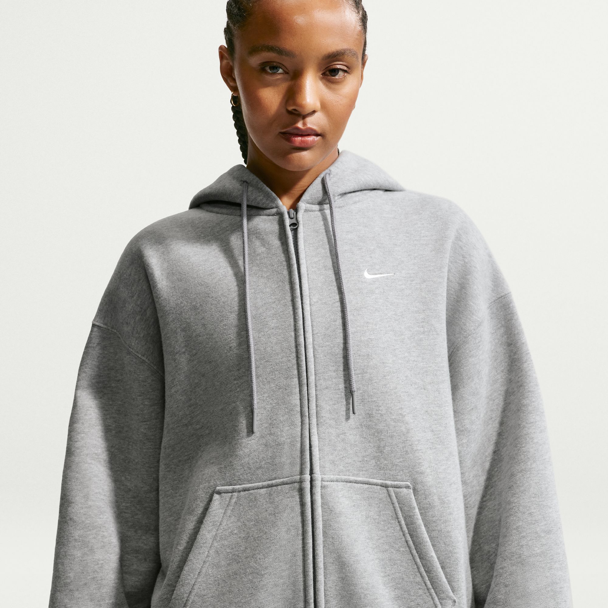 Nike Studio Fleece Medium Weight Polerón con capucha oversized de cierre completo para mujer