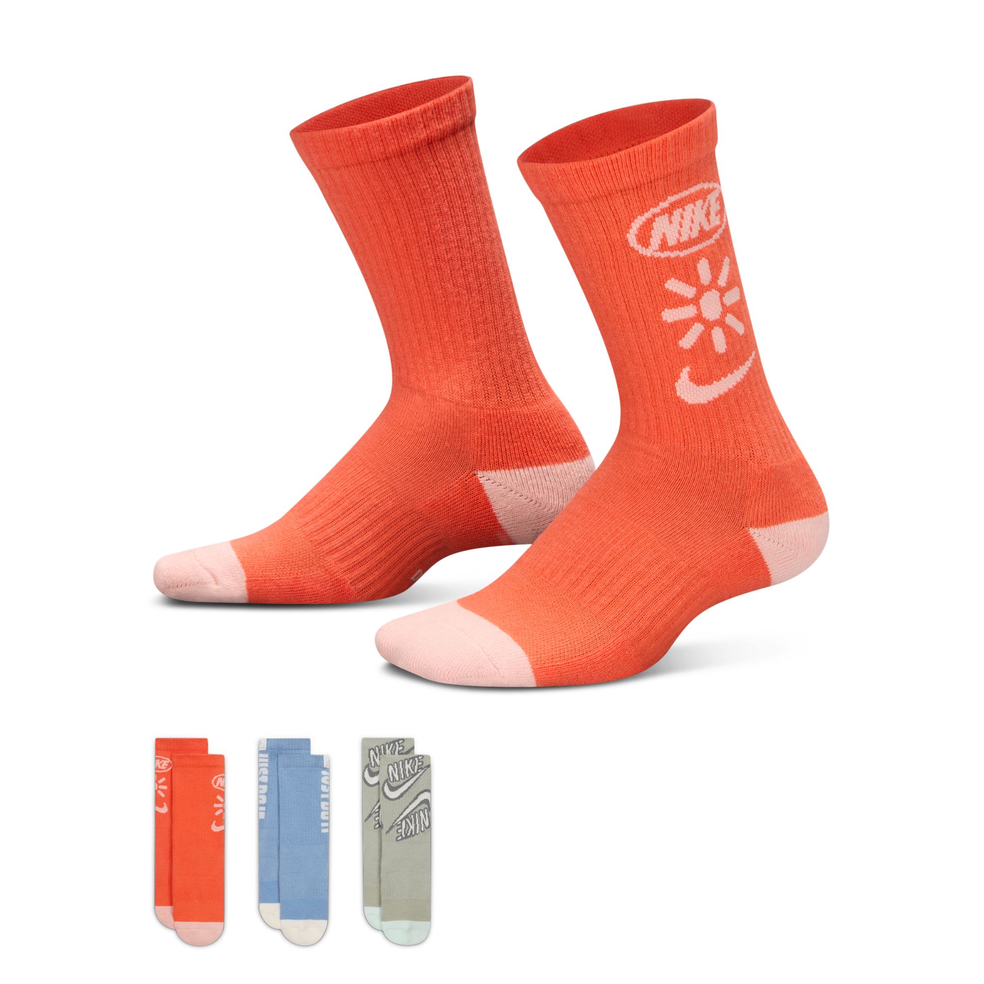 Nike Everyday Plus Calcetines acolchados para niños (3 pares)